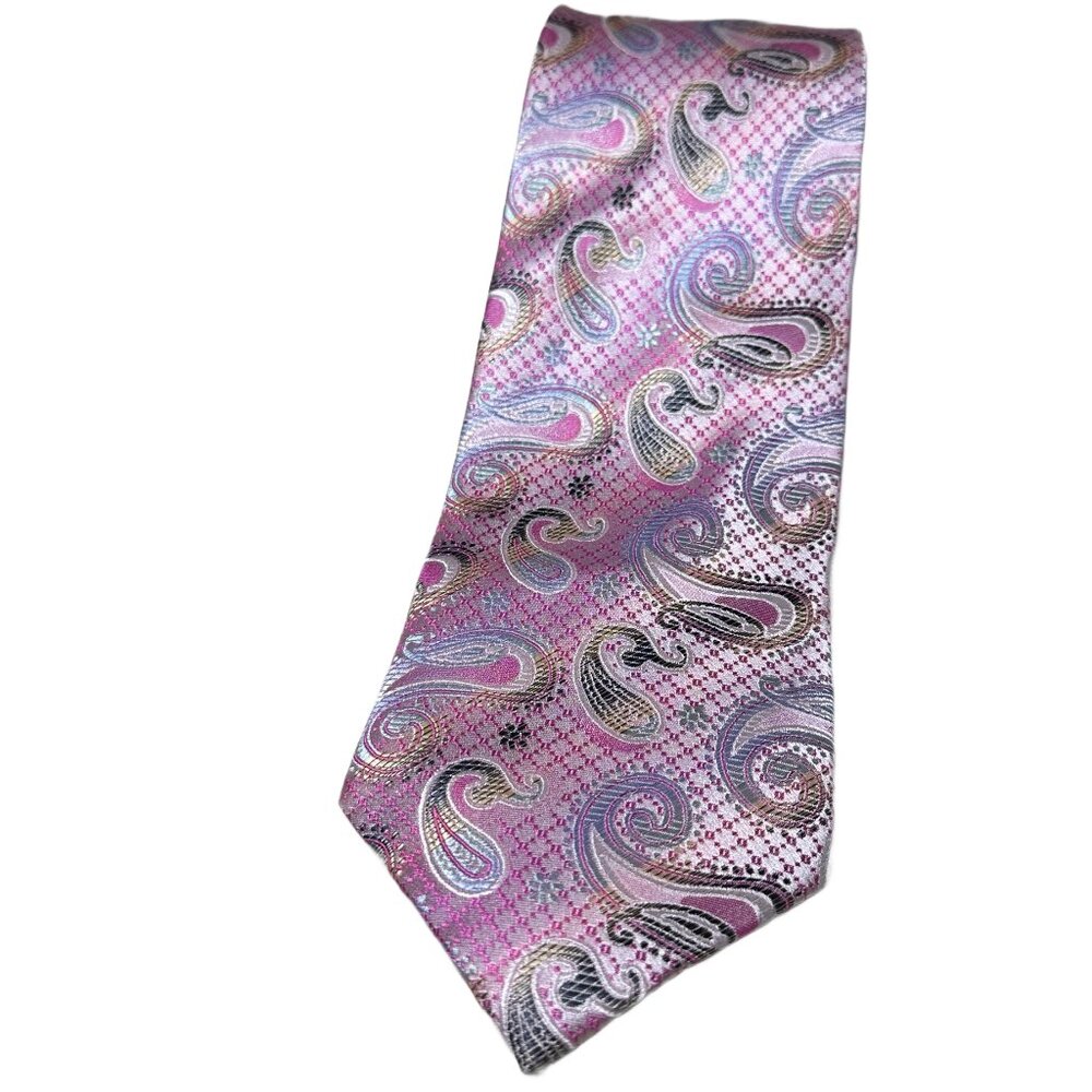 Bold Style, Timeless Detail – Setazone Men's Silk Tie, Pink Paisley.